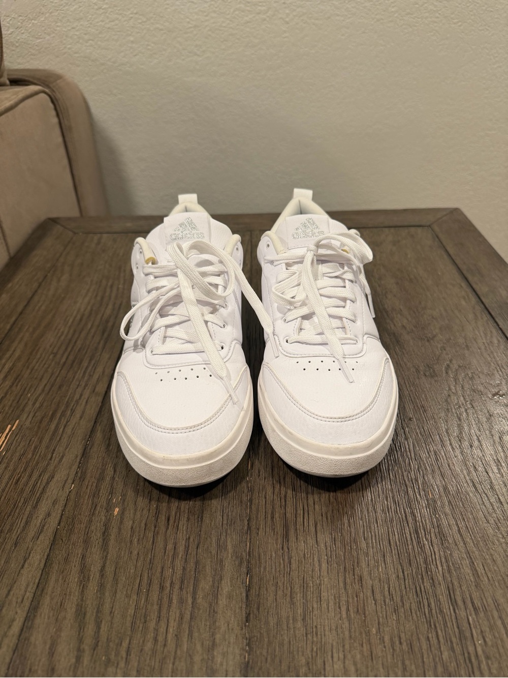 adidas White Athletic Sneakers with Light Gray Heel Accent - Picture 2 of 7